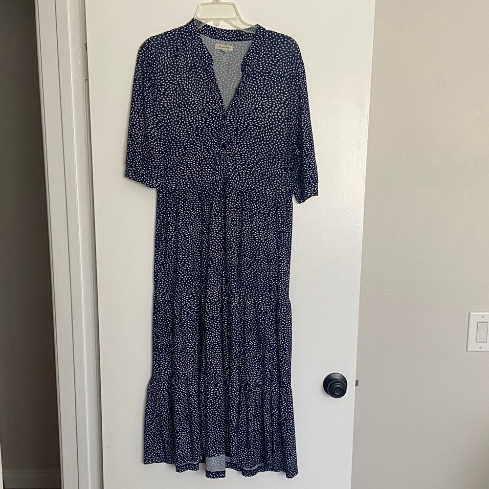 Women's Navy Petal Tiered Midi Dress - Max Studio